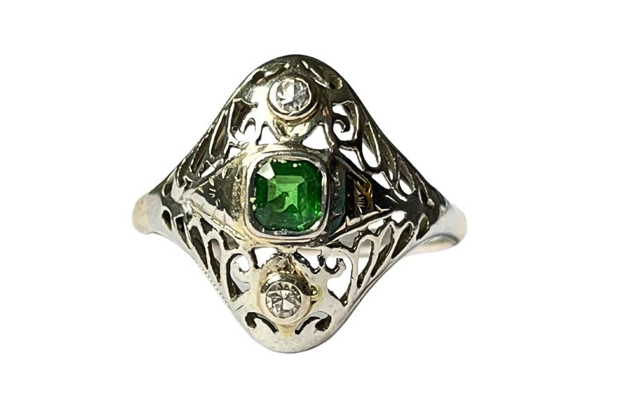 Filigree on sale emerald ring