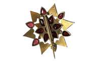 Antique Victorian Large Bohemian Garnet Star or Flower Shaped Brooch with Heart Accents