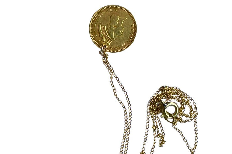 Antique 1862 21k Gold Coin on 14k Gold Chain