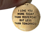 Estate Plus Qu'Hier Moins Que Demain Love Token Pendant (I Love You More Today Than Yesterday But Less Than Tomorrow)