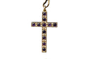 Antique 14k Gold Cross Pendant with Amethysts and Seed Pearls