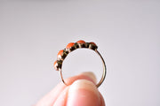 Antique Victorian 5 Stone Coral Band in 9k