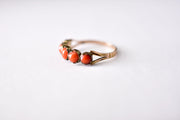 Antique Victorian 5 Stone Coral Band in 9k