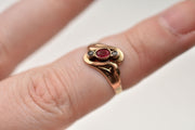 Vintage Pink Stone & Pearl Stylized Target Navette Ring
