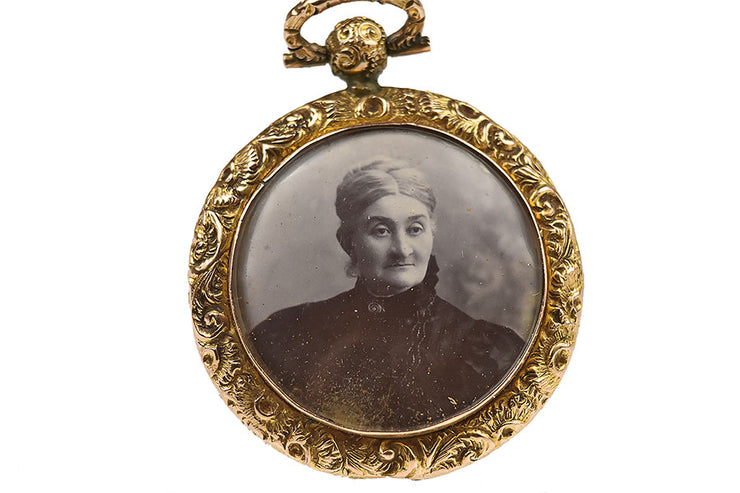 Antique 9k/9ct Gold Mourning Locket with Photo and Hidden Hair Work