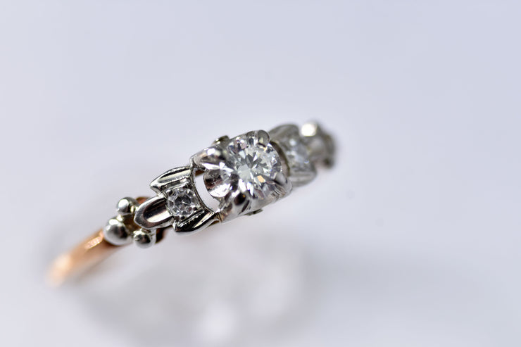 Vintage 14k - 18k Mid-Century Birks Diamond Engagement Ring