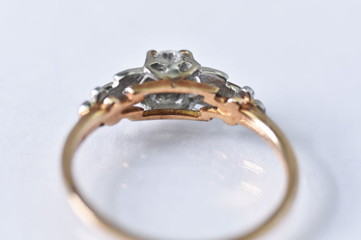 Vintage 14k - 18k Mid-Century Birks Diamond Engagement Ring