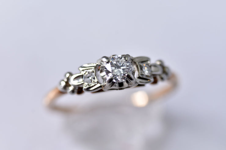 Vintage 14k - 18k Mid-Century Birks Diamond Engagement Ring