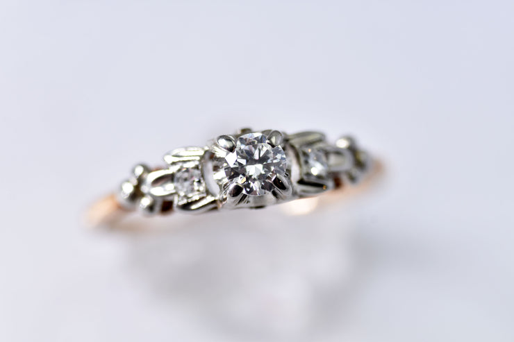 Vintage 14k - 18k Mid-Century Birks Diamond Engagement Ring
