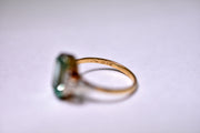 Vintage 18k White & Yellow Gold Blue & Green Spinel Ring