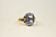 Antique 14k Yellow Gold & Natural Blue Spinel Cocktail Statement Ring