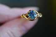 Vintage Unique 14k Mid-Century Blue Topaz Ring