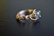 Vintage Unique 14k Mid-Century Blue Topaz Ring
