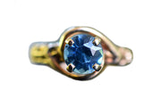 Vintage Unique 14k Mid-Century Blue Topaz Ring