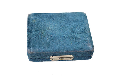 Vintage Blue Pocket Watch or Locket Push Button Box