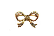 Vintage Dainty 12k & Pearl Bow Brooch