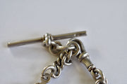 Antique Sterling Silver Albert Watch Chain and Shield Fob with 9k Front