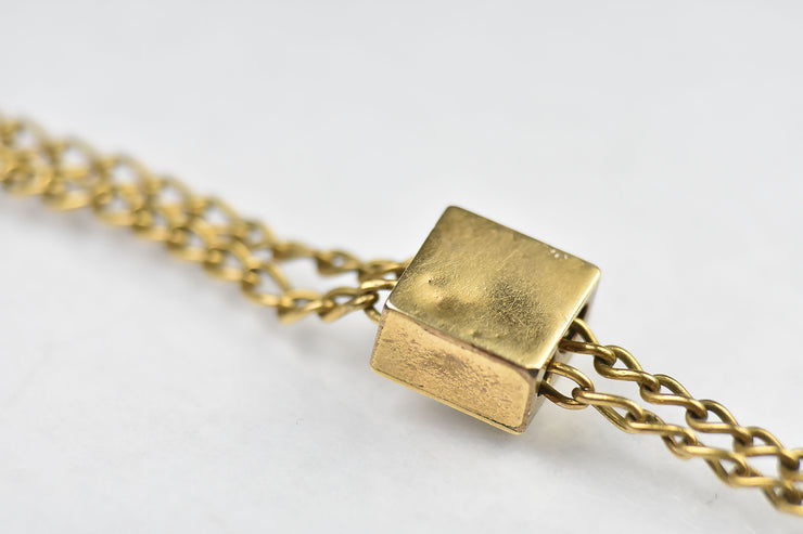 Antique Gold Filled Long Chain with Opal Slide