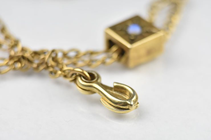 Antique Gold Filled Long Chain with Opal Slide