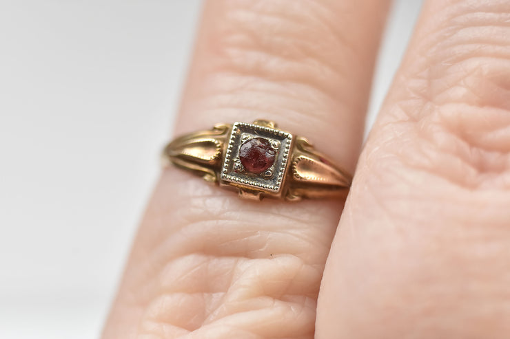 Vintage BDA 10k Pink Paste Baby Ring