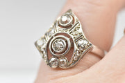 Vintage Art Deco White Gold Engagement Ring with .80ct Old Cut Diamonds