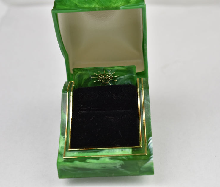 RESERVED - Vintage Faux Green Marble Ring Box