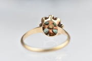 Vintage 14k Green Garnet and Seed Pearl Ring