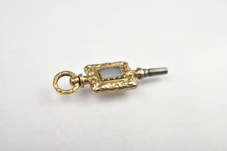 Antique Gold Filled Chalcedony Watch Key