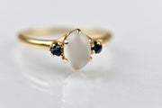 Estate 14k Moonstone and Blue Spinel Ring