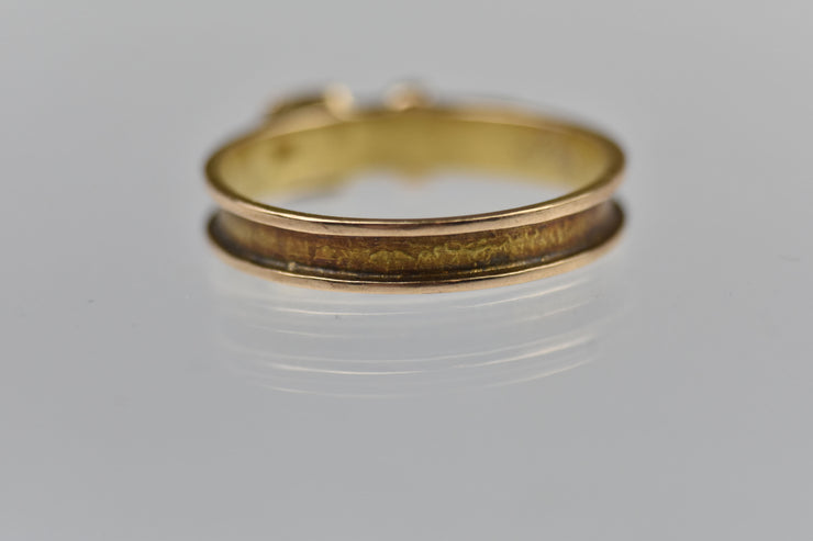 Antique 14k Black Enamel Mourning Buckle Ring