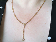Antique 14k Yellow Gold Filigree Lorgnette Chain Necklace
