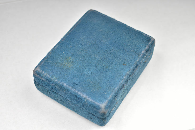 Vintage Blue Pocket Watch or Locket Push Button Box