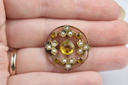 Vintage Yellow Paste and Pearl Brooch