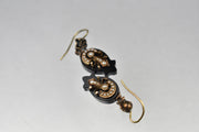 Antique Victorian Seed Pearl and Onyx Mourning Earrings