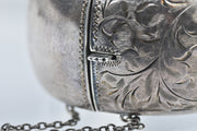 Vintage Etched Sterling Wide Cuff Bracelet
