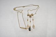 Antique 14k Russian Art Nouveau Sapphire and Diamond Negligee Style Necklace