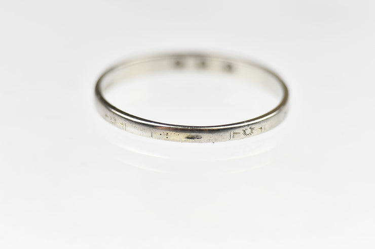 Vintage 18k Art Deco Three Stone Diamond Wedding Band / Stacking Ring
