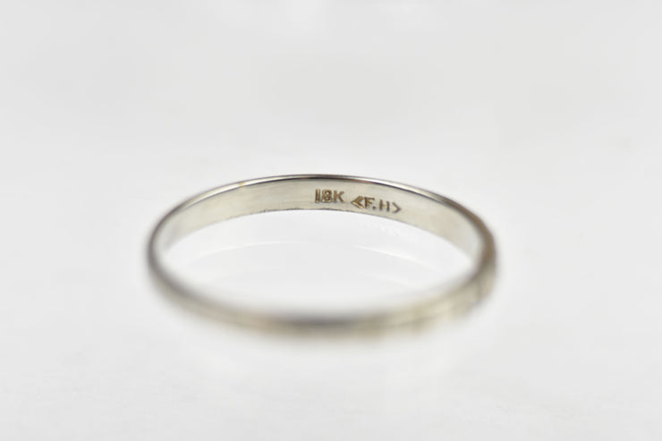 Vintage 18k Art Deco Three Stone Diamond Wedding Band / Stacking Ring