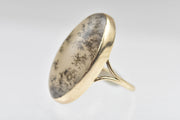 Vintage Large Agate Ring with Snowflake Pattern in 10k Gold