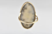 Vintage Large Agate Ring with Snowflake Pattern in 10k Gold