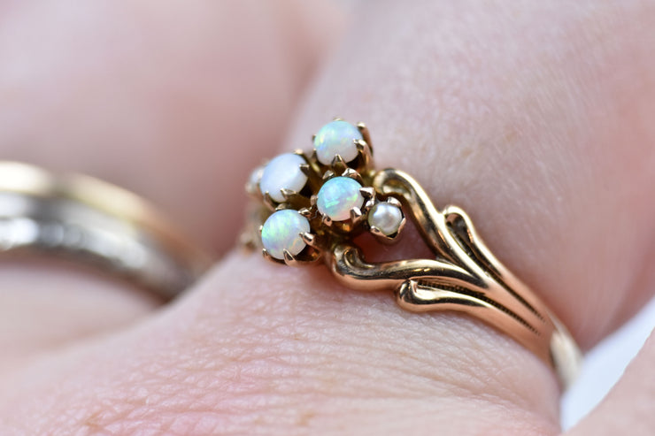 Vintage 14k Opal and Pearl Ring