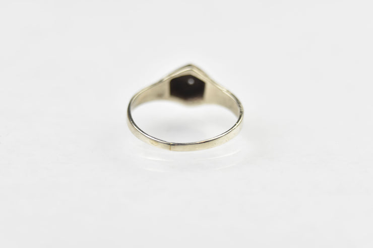 Vintage 14k White Gold Patterned Diamond Baby Ring