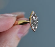 Antique Victorian 14k Yellow Gold & Rose Cut Diamond Navette Ring