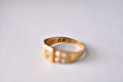 Antique Victorian 1889 18k Yellow Gold Diamond & Pearl Band