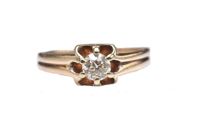 Vintage 14k Yellow Gold Solitaire Diamond Engagement Ring