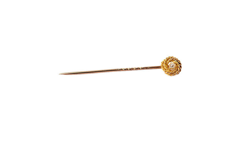 Antique Victorian 14k Gold and Diamond Knot Stick Pin