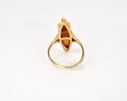 Vintage 10k Elongated Navette Agate Ring