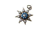Vintage Faux Turquoise & Pearl Star Pendant