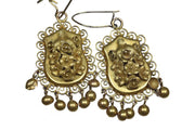 Antique 3D Flower Bouquet Earrings in 16k Yellow Gold