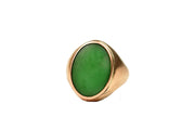 Vintage 10k Gold & Green Chalcedony Statement Signet Style Ring